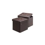Lot de 2 poufs en similicuir marron 38x38x38cm pliables