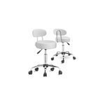 Lot de 2 tabourets � roulettes blancs pivotant � 360� avec dossier