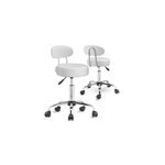 Lot de 2 tabourets  roulettes blancs pivotant  360 avec dossier