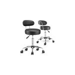 Lot de 2 tabourets  roulettes noir pivotant  360 avec dossier