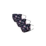 Lot de 3 masques 100% coton bleu / fleurs
