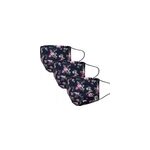 Lot de 3 masques 100% coton bleu / fleurs