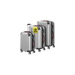 Lot de 3 valises renforcées argent 34l, 68l, 89l Lot de 3 valises renforcées argent 34l, 68l, 89l
