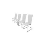 Lot de 4 chaises cantilever en porte - � - faux blanc salle � manger dossier haut