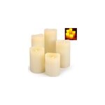 Lot de 5 bougies led avec vraie cire - 5 tailles diff�rentes - couleur champagne