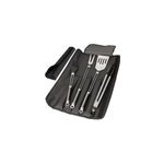 Lot 5x ustensiles barbecue en inox avec �tui repliable - lot accessoires bbq