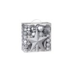 Lot de 77 boules et dcorations de nol argent pour sapin