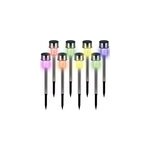 Lot de 8 lampes solaires multicolore en acier inoxydable Lot de 8 lampes solaires multicolore en acier inoxydable