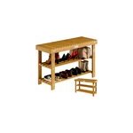 Meuble  chassures et banc 90cm 2en1 en bois d'acacia dur