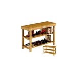 Meuble � chassures et banc 90cm 2en1 en bois d'acacia dur