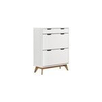 Meuble � chaussures borneo blanc et naturel 101x80x33cm