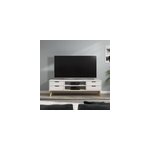 Meuble tv borneo blanc narurel 140x42x40cm en bois massif