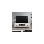 Meuble tv borneo blanc narurel 140x42x40cm en bois massif