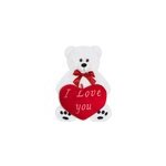 Nounours l 50cm blanc avec coussin en forme de c ur 26cm