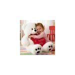 Nounours l 50cm blanc avec coussin en forme de c ur 32cm