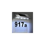 Num�ro de maison en acier avec panneau solaire - 4 led puissantes - transparent