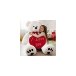 Ours en peluche xxl blanc avec coussin en forme de coeur