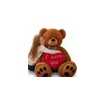 Ours en peluche xxl brun avec coussin en forme de coeur