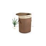 Panier corbeille � linge en bambou - 100l - oval - brun fonc�