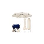 Parasol droit en aluminium crme 3, 3m athnes avec clairage led