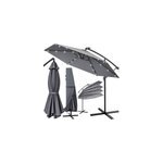 Parasol haiti anthracite 3m en alu avec �clairage 24 led