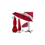 Parasol haiti rouge en aluminium 3m �clairage 24 led uv 80 +