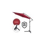 Parasol rouge �300cm en alu avec manivelle protection uv50 +