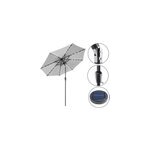 Parasol solaire en aluminium avec manivelle 24 led - �~ 270cm - gris