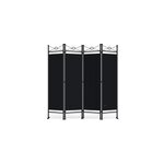 Paravent noir 180x163cm  4 panneaux avec cadre en mtal