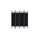 Paravent noir 180x163cm � 4 panneaux avec cadre en m�tal