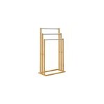 Porte - serviettes en bambou 3 barres sur pied 46x24x84cm