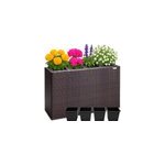 Pot de fleur en polyrotin marron 95x27x60cm 4 compartiments