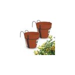 Pot de fleurs en terre cuite, lot de 2 20x28cm avec support