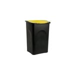 Poubelle 50 litres avec couvercle noire et jaune