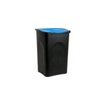 Poubelle noir / bleu 50 litres avec couvercle