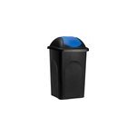 Poubelle noir / bleu 60 litres avec couvercle
