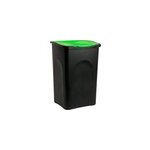 Poubelle noire 50 litres avec couvercle vert
