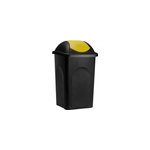 Poubelle noire et jaune 60 litres avec couvercle