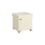 Pouf beige velours 42x38x38cm pliable