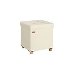 Pouf beige velours 42x38x38cm pliable