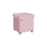 Pouf rose velours 42x38x38cm pliable