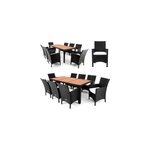 Salon de jardin 17 pcs - ensemble table 8 chaises alu polyrotin bois d'acacia