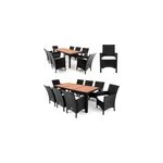 Salon de jardin 17 pcs - ensemble table 8 chaises alu polyrotin bois d'acacia