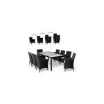 Salon de jardin 17 pcs - ensemble table & 8 chaises alu polyrotin verre