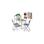 Salon de jardin 4 pices gris mtal pliable