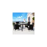 Salon de jardin 9pcs rotin - chaises embo�tables - verre d�poli - coussins 7cm