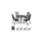 Salon de jardin aluminium anthracite bern 1 table bois composite 4 chaises