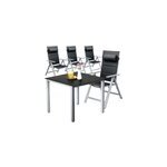Salon de jardin bern premium 5pcs argent alu