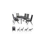 Salon de jardin bern 6 et 1 anthracite ensemble table et chaises pliables en alu