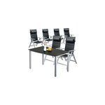 Salon de jardin bern premium 7pcs argent alu